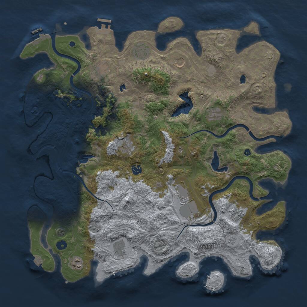 Rust Map: Procedural Map, Size: 4500, Seed: 553776705, 17 Monuments