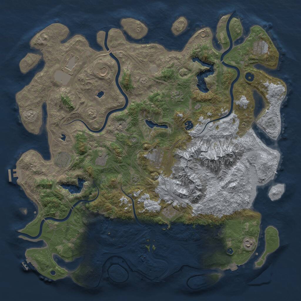 Rust Map: Procedural Map, Size: 5000, Seed: 733764814, 17 Monuments