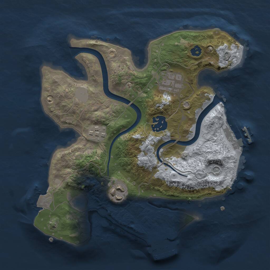 Rust Map: Procedural Map, Size: 2500, Seed: 983533891, 8 Monuments