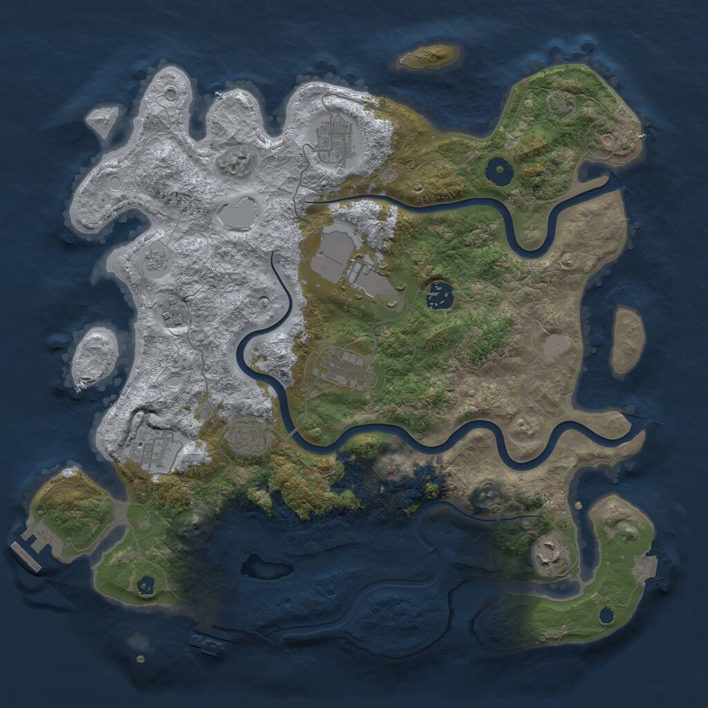 Rust Map: Procedural Map, Size: 3800, Seed: 1861410147, 14 Monuments