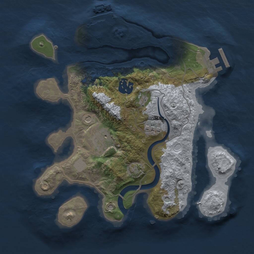 Rust Map: Procedural Map, Size: 2500, Seed: 1443839275, 8 Monuments