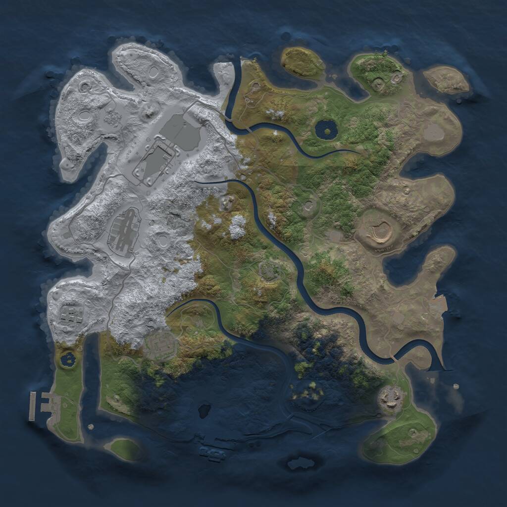 Rust Map: Procedural Map, Size: 3500, Seed: 8045927, 12 Monuments