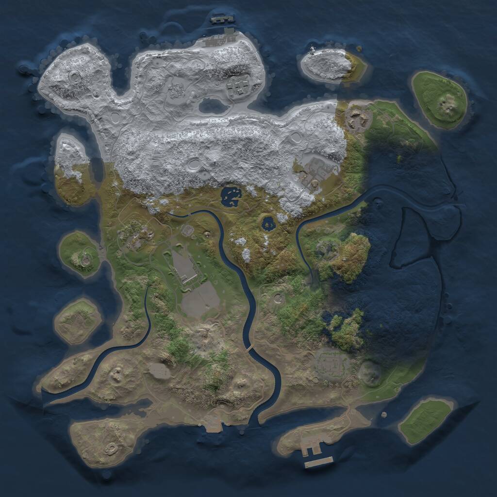 Rust Map: Procedural Map, Size: 3500, Seed: 22216326, 13 Monuments
