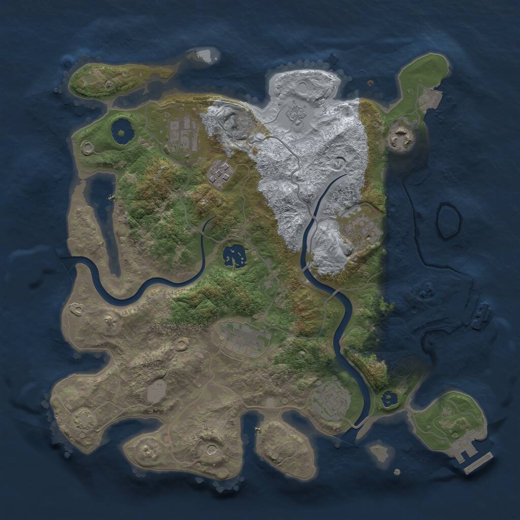 Rust Map: Procedural Map, Size: 3250, Seed: 859672555, 13 Monuments