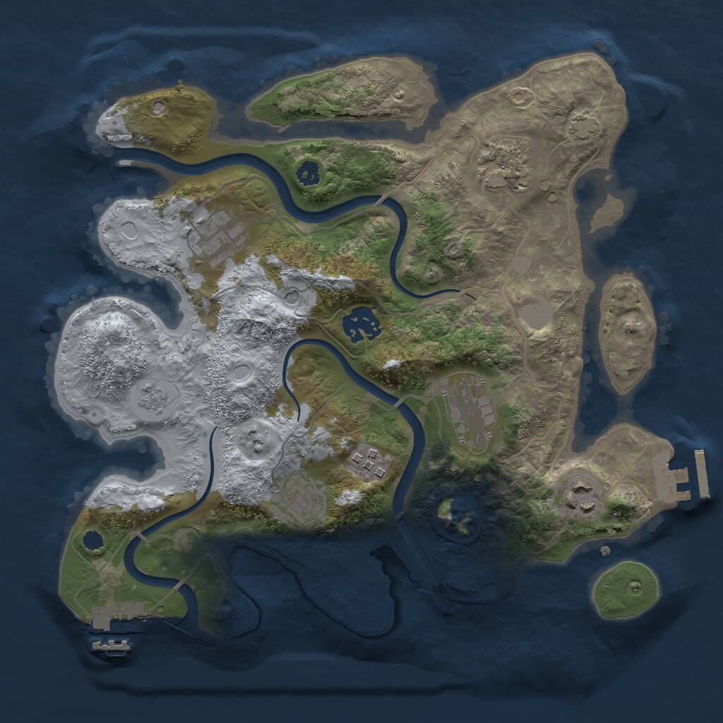 Rust Map: Procedural Map, Size: 3000, Seed: 19955, 13 Monuments