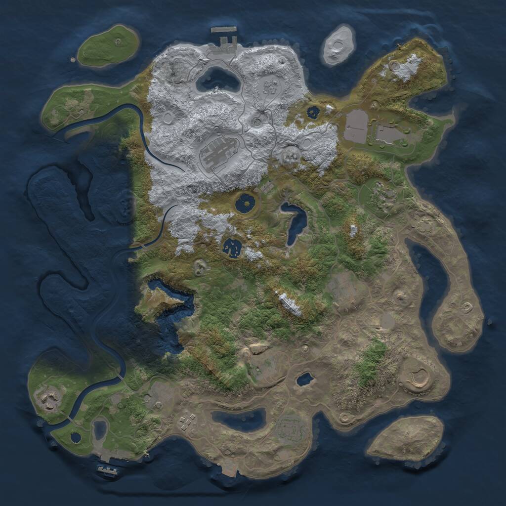 Rust Map: Procedural Map, Size: 4000, Seed: 45375683, 17 Monuments