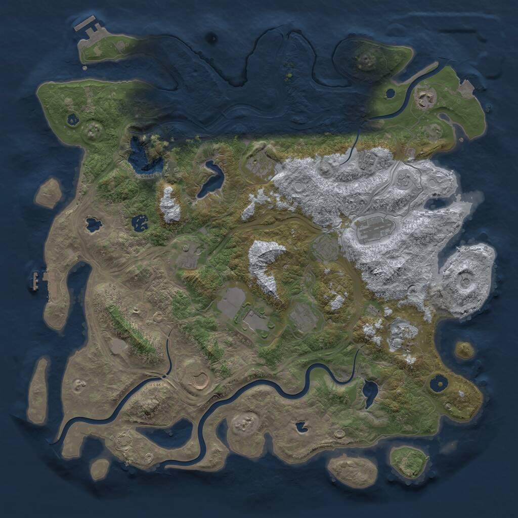 Rust Map: Procedural Map, Size: 4500, Seed: 4592340, 17 Monuments