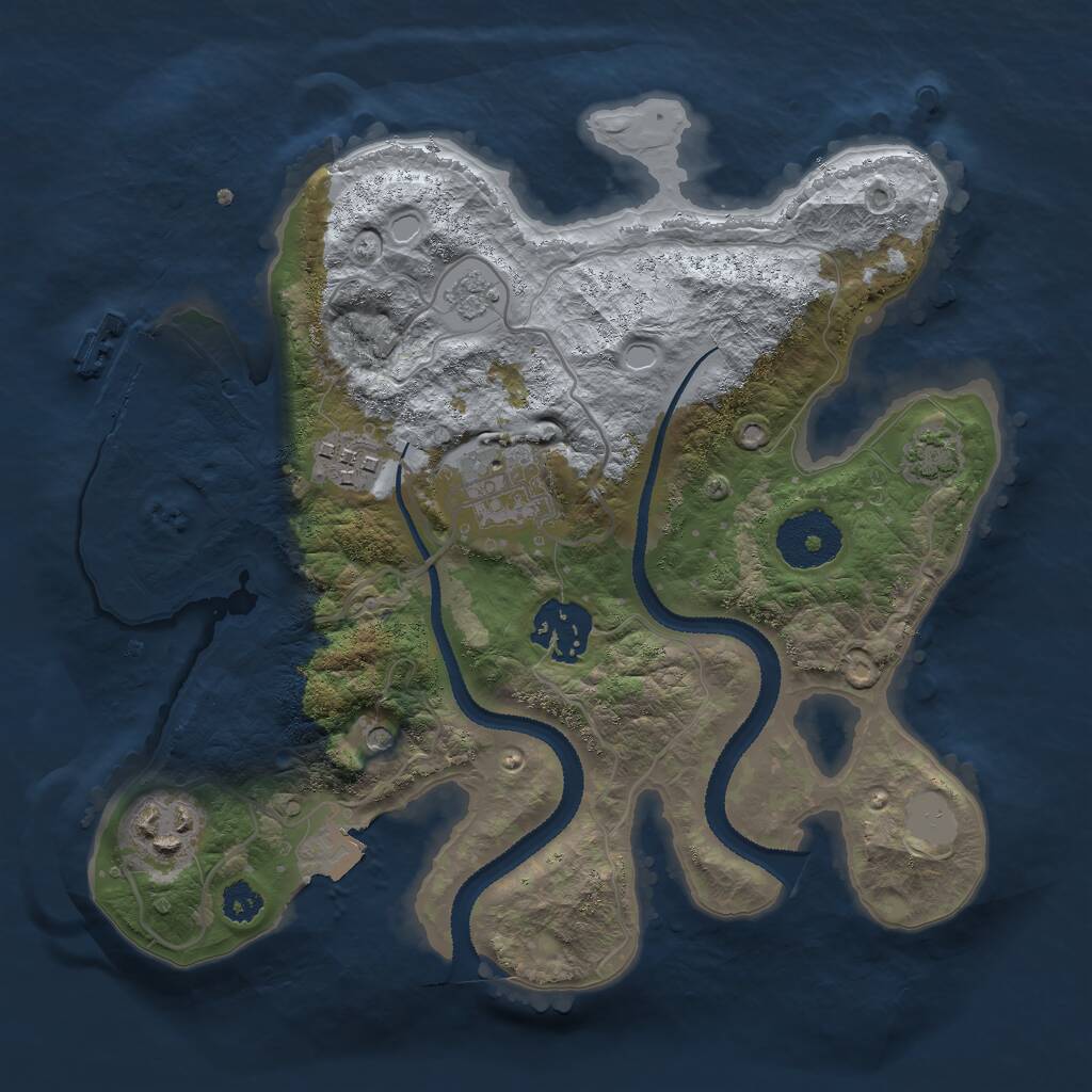 Rust Map: Procedural Map, Size: 2700, Seed: 1758369725, 9 Monuments