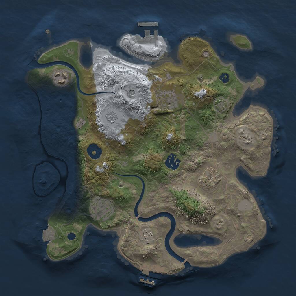 Rust Map: Procedural Map, Size: 3000, Seed: 2125521500, 12 Monuments