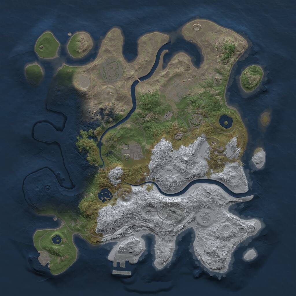 Rust Map: Procedural Map, Size: 3250, Seed: 859672557, 11 Monuments