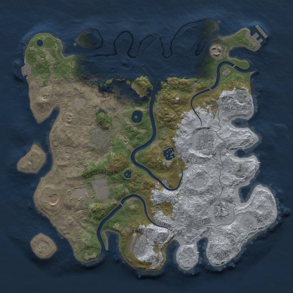 Rust Map: Procedural Map, Size: 3700, Seed: 1123937907, 15 Monuments