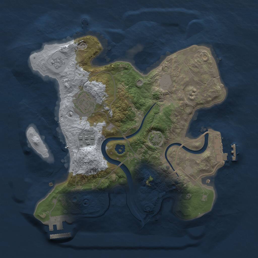Rust Map: Procedural Map, Size: 2500, Seed: 4654456, 7 Monuments
