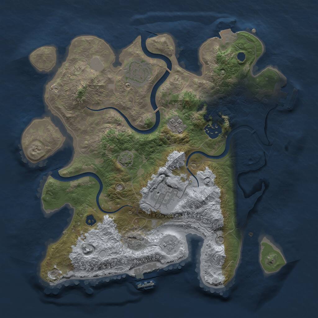Rust Map: Procedural Map, Size: 3000, Seed: 82857, 10 Monuments