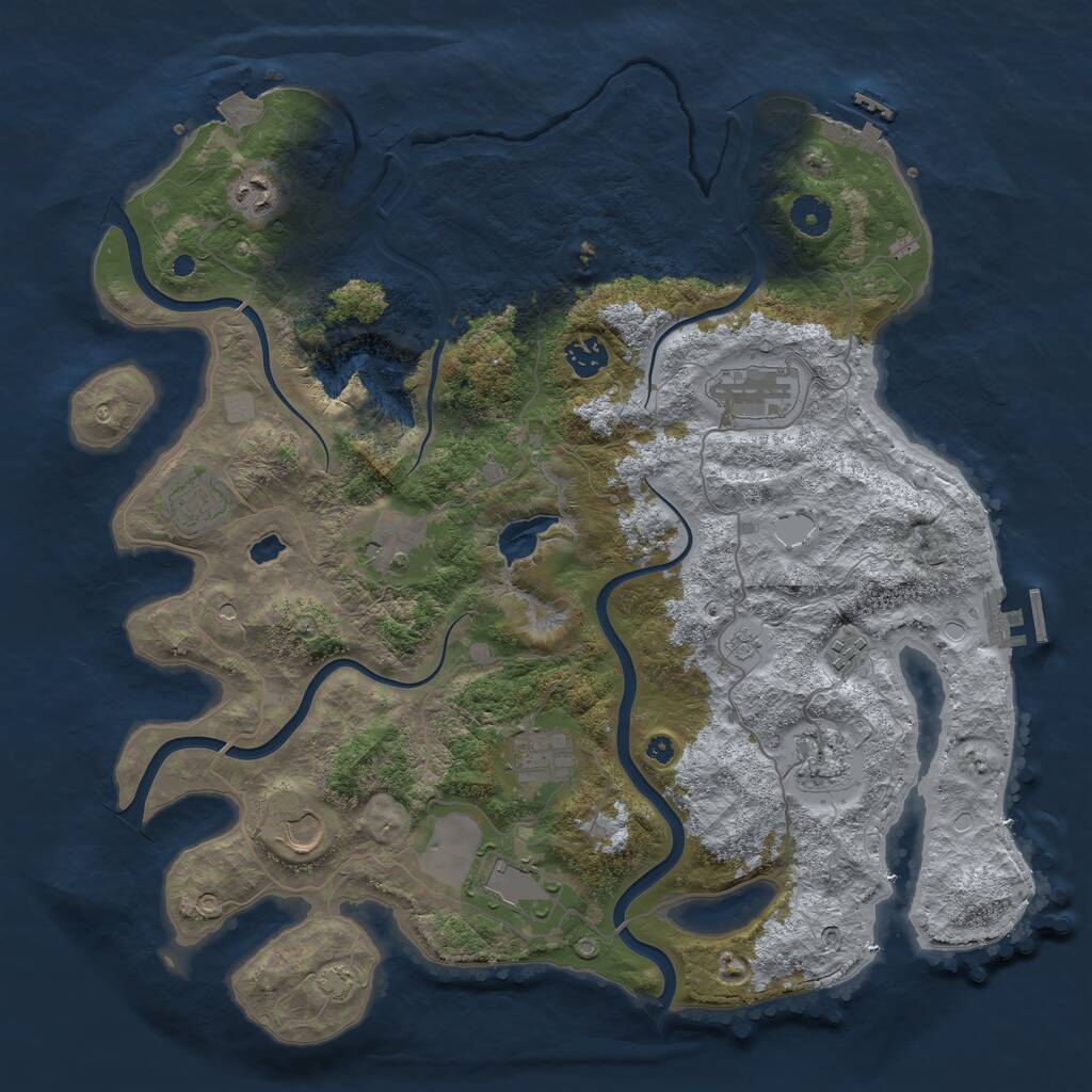 Rust Map: Procedural Map, Size: 4050, Seed: 12121777, 16 Monuments