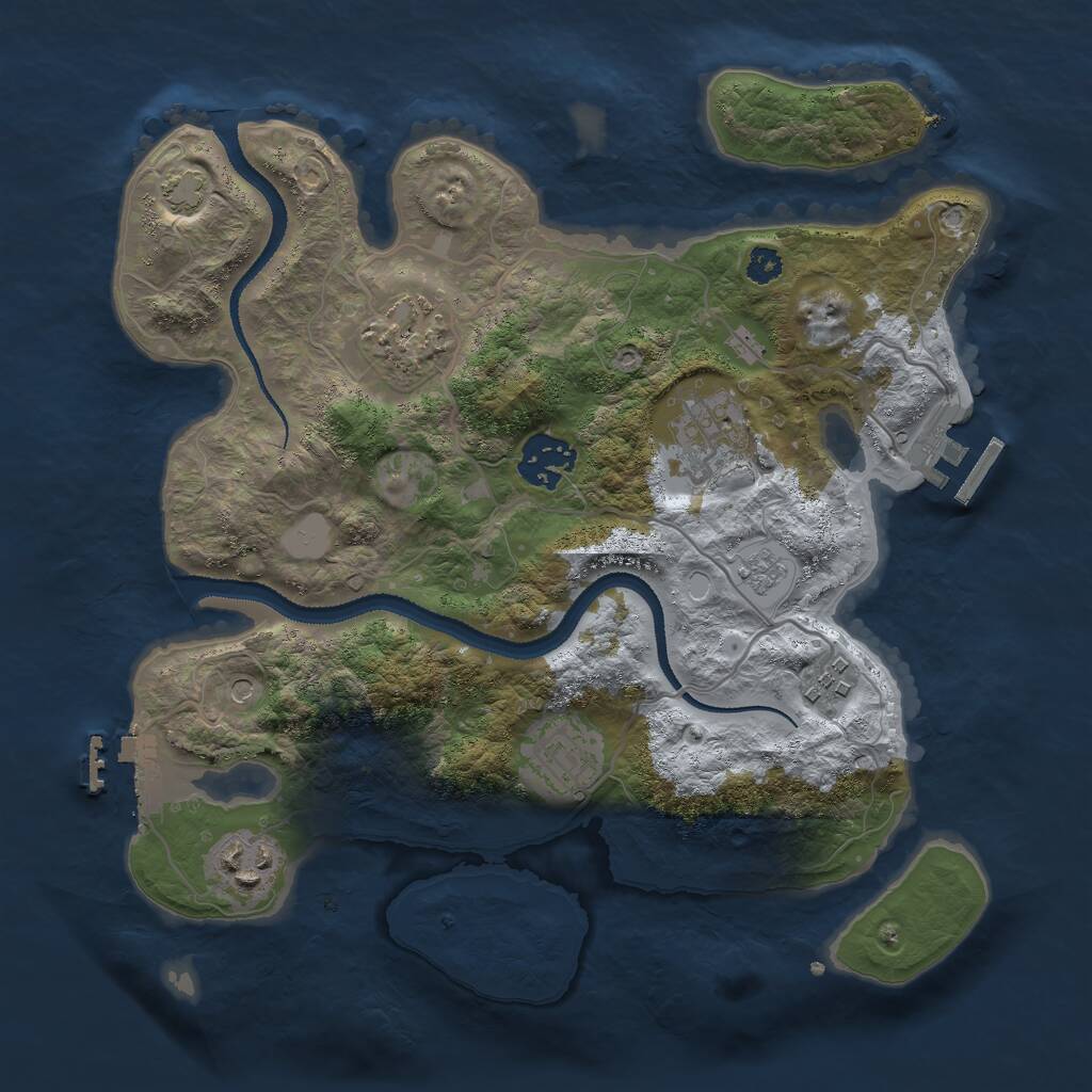 Rust Map: Procedural Map, Size: 3000, Seed: 38749, 12 Monuments