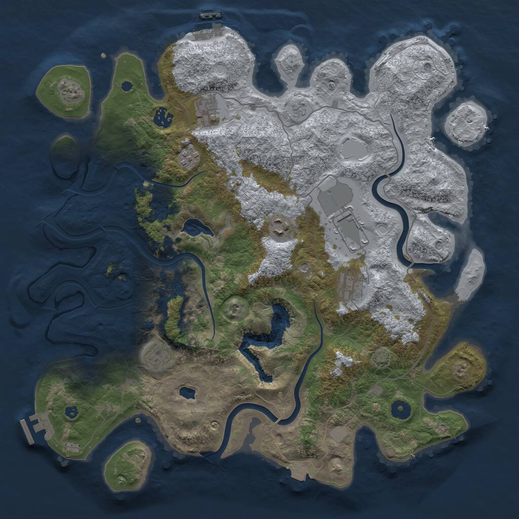 Rust Map: Procedural Map, Size: 4000, Seed: 4012024, 13 Monuments