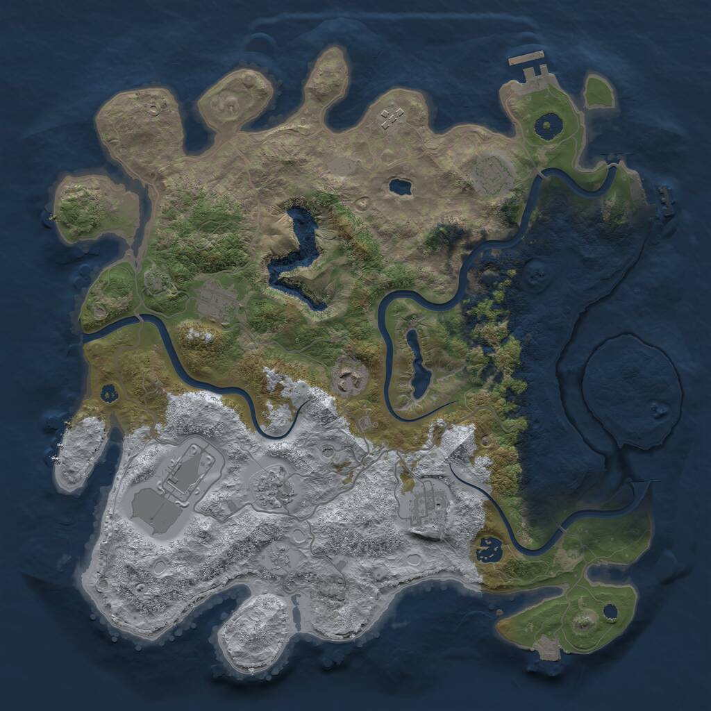 Rust Map: Procedural Map, Size: 4000, Seed: 87276447, 14 Monuments