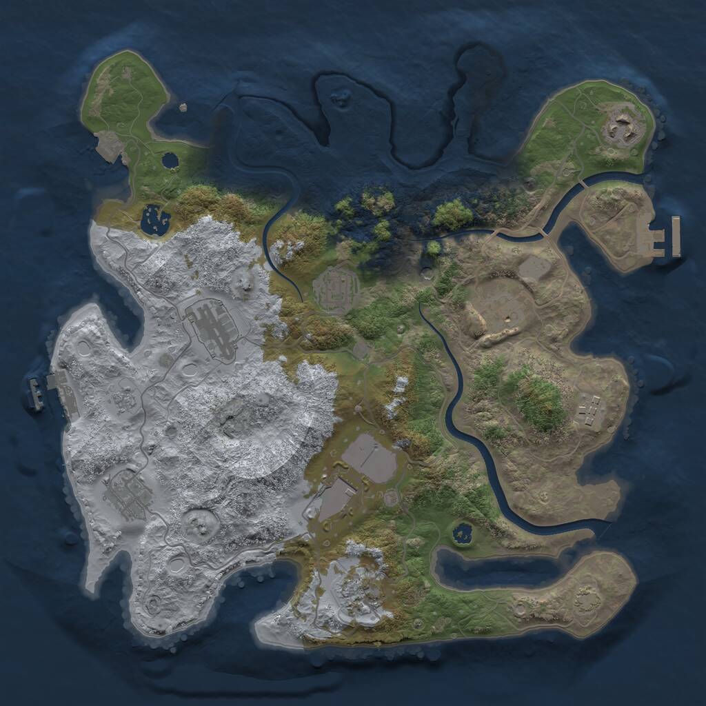 Rust Map: Procedural Map, Size: 3500, Seed: 501991439, 15 Monuments