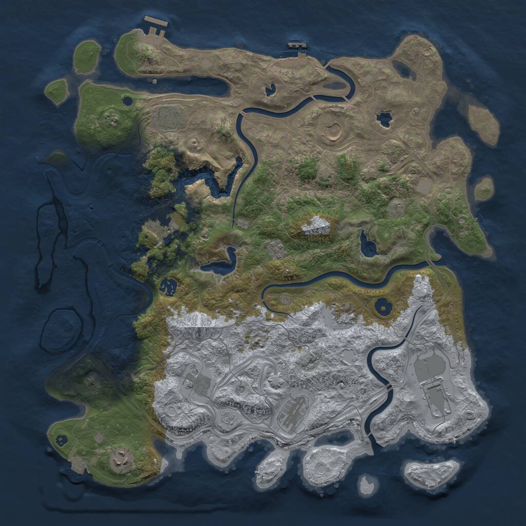 Rust Map: Procedural Map, Size: 4500, Seed: 7772, 16 Monuments