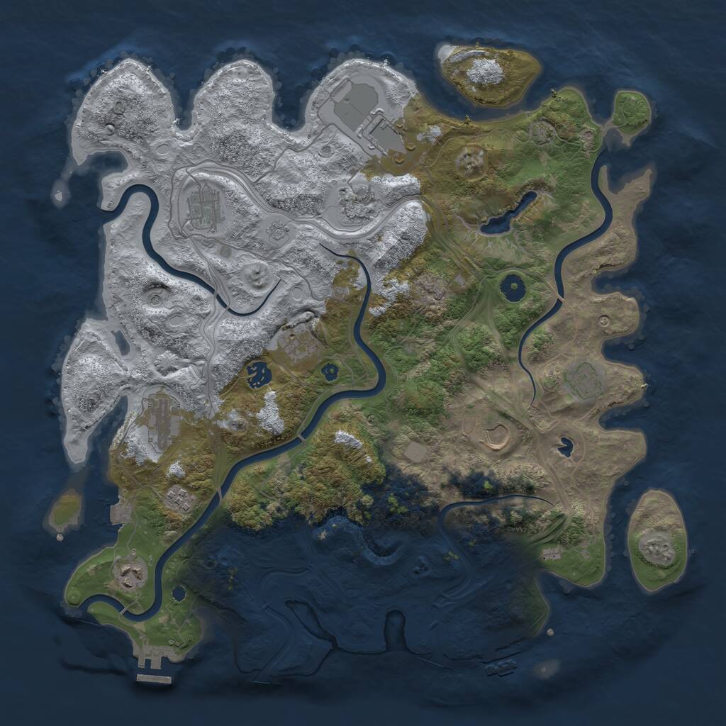 Rust Map: Procedural Map, Size: 4250, Seed: 1059582900, 16 Monuments