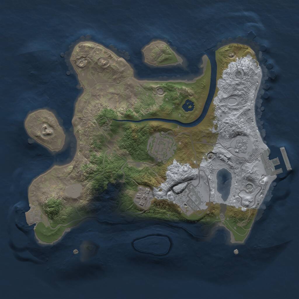 Rust Map: Procedural Map, Size: 2500, Seed: 345734, 7 Monuments