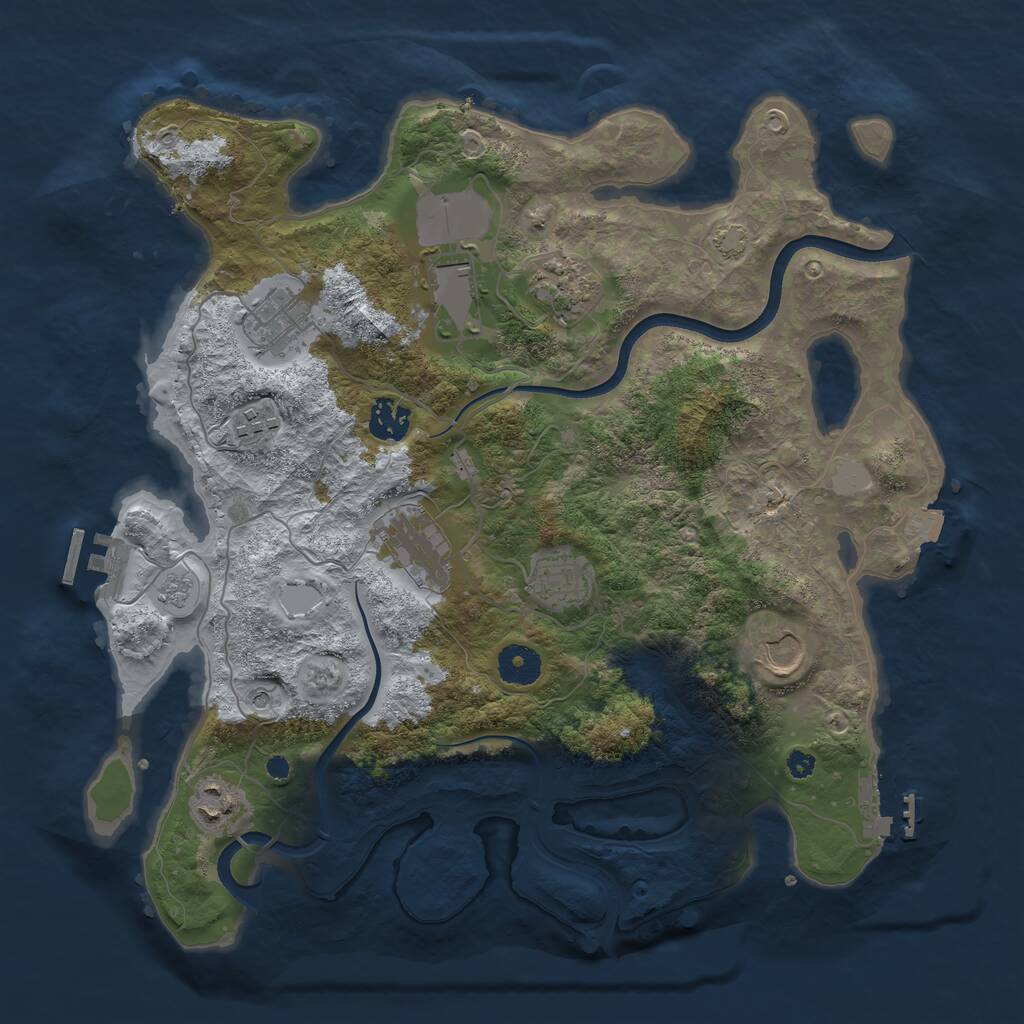 Rust Map: Procedural Map, Size: 3650, Seed: 66666, 15 Monuments