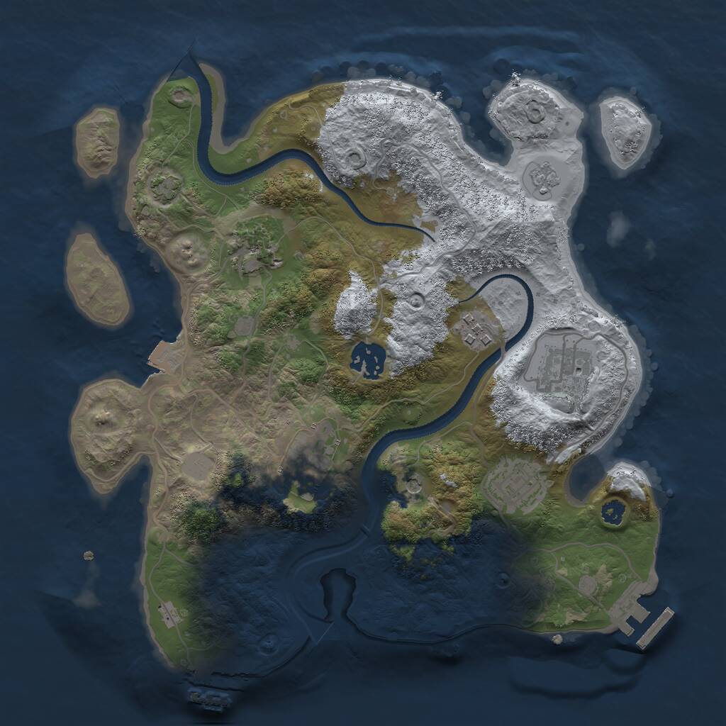 Rust Map: Procedural Map, Size: 3000, Seed: 992888, 12 Monuments