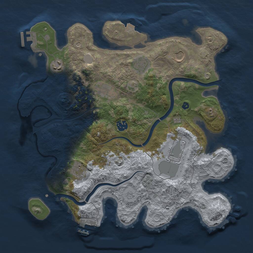 Rust Map: Procedural Map, Size: 3500, Seed: 13001, 14 Monuments