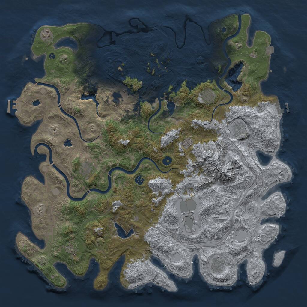 Rust Map: Procedural Map, Size: 5000, Seed: 985788550, 16 Monuments