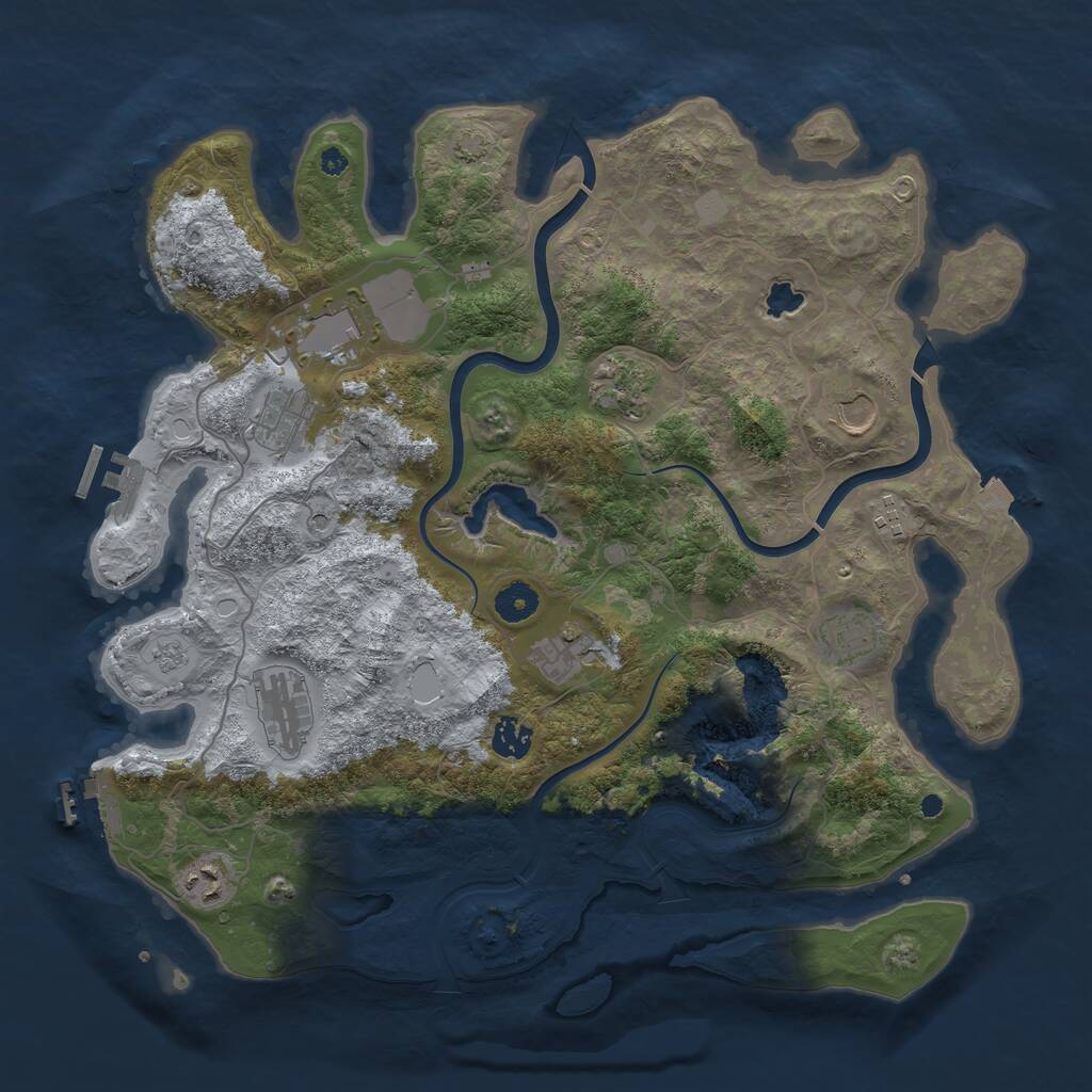 Rust Map: Procedural Map, Size: 4000, Seed: 82363, 16 Monuments