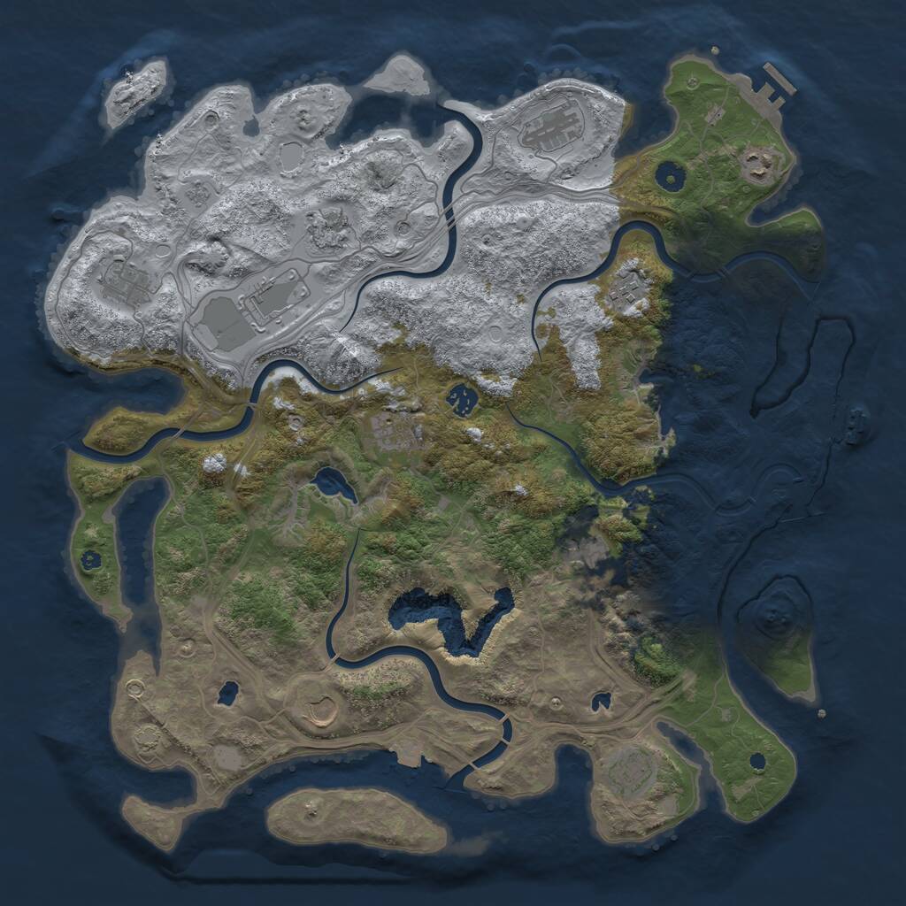 Rust Map: Procedural Map, Size: 4500, Seed: 500500515, 17 Monuments