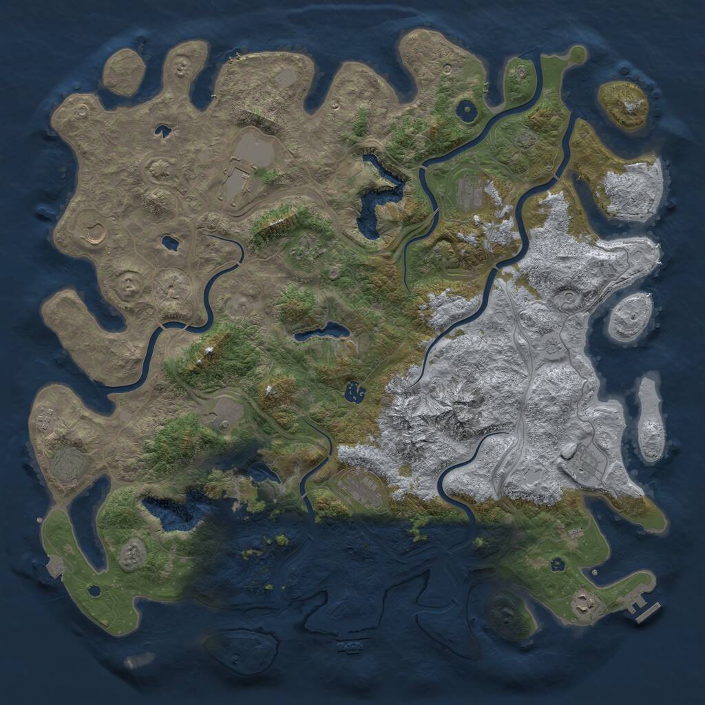 Rust Map: Procedural Map, Size: 5000, Seed: 1245, 17 Monuments