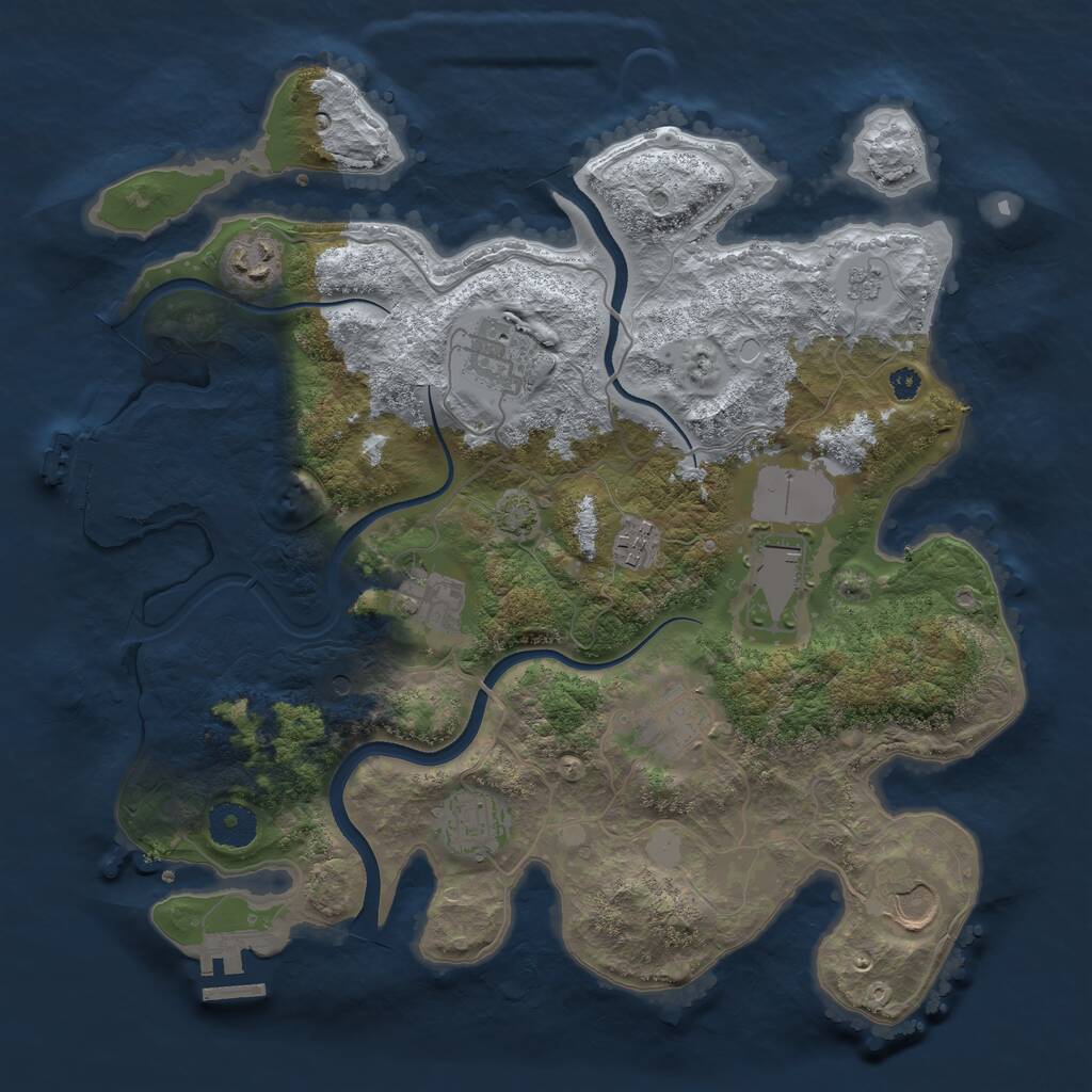 Rust Map: Procedural Map, Size: 3500, Seed: 794832370, 14 Monuments