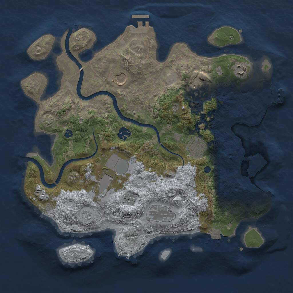 Rust Map: Procedural Map, Size: 3500, Seed: 199647739, 14 Monuments