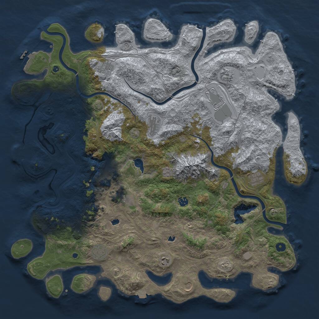 Rust Map: Procedural Map, Size: 5000, Seed: 2122044509, 17 Monuments