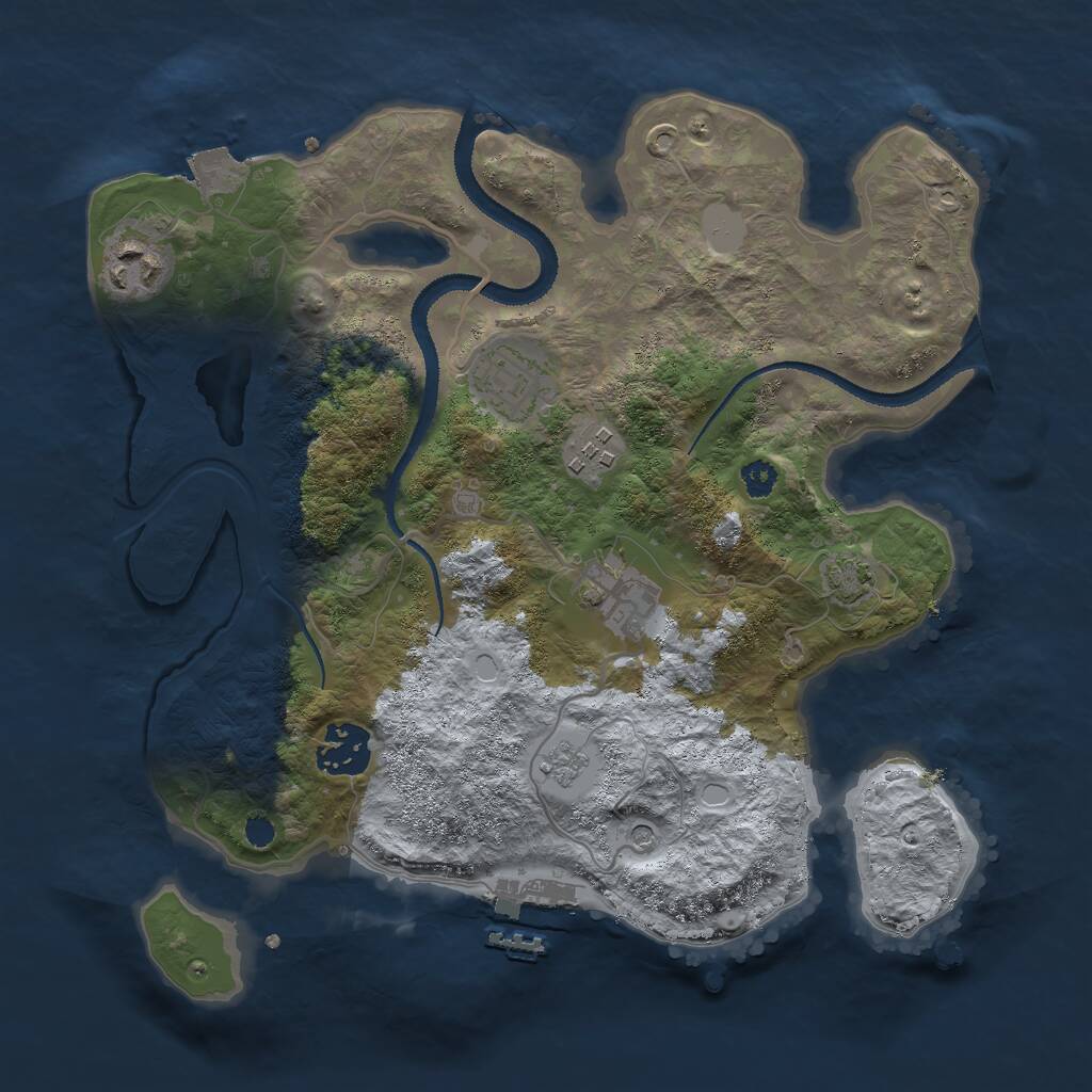 Rust Map: Procedural Map, Size: 3000, Seed: 602531, 10 Monuments