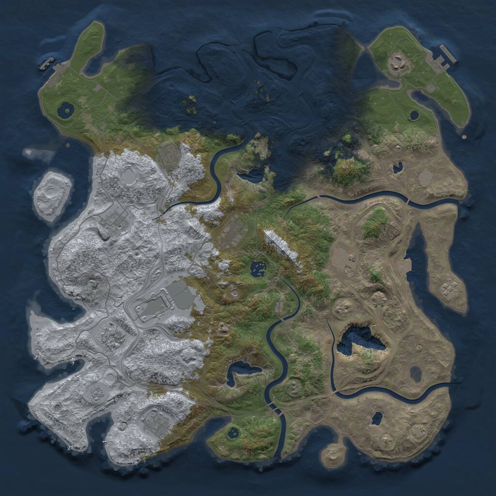 Rust Map: Procedural Map, Size: 4500, Seed: 19941015, 16 Monuments