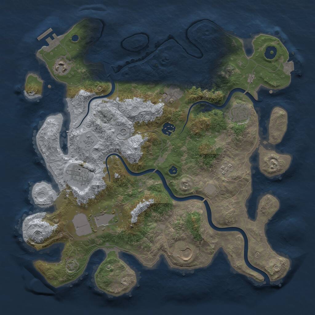 Rust Map: Procedural Map, Size: 3700, Seed: 1453751855, 13 Monuments