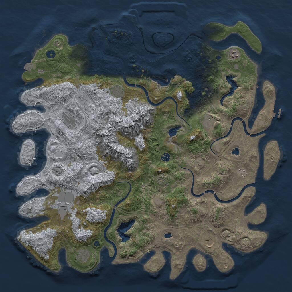 Rust Map: Procedural Map, Size: 5000, Seed: 22700, 16 Monuments