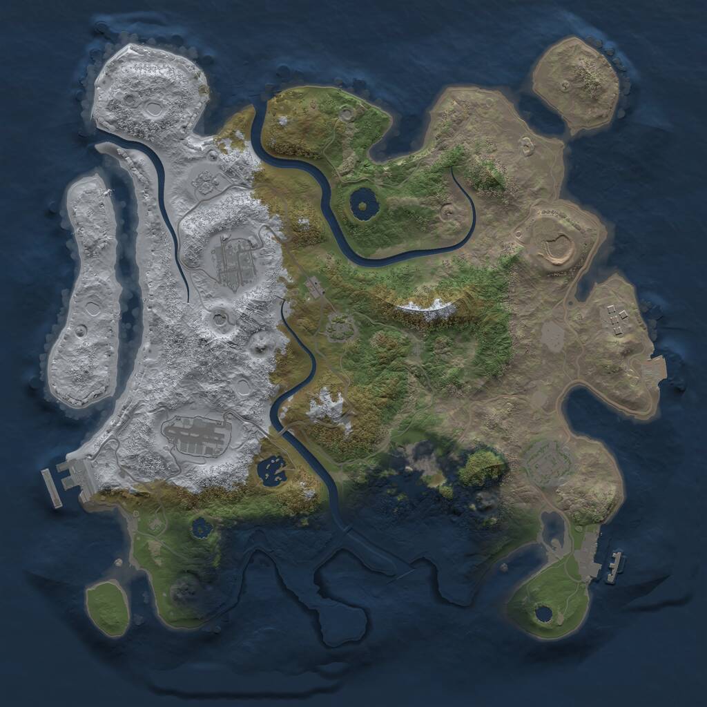 Rust Map: Procedural Map, Size: 3500, Seed: 1252147698, 13 Monuments