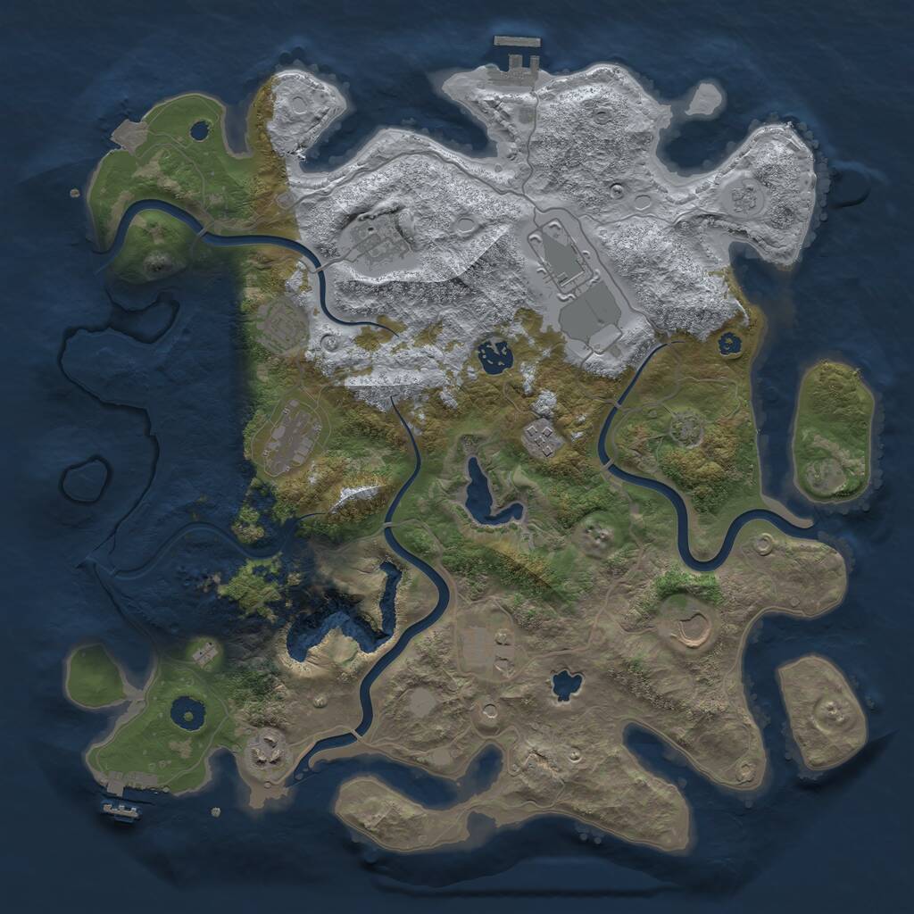 Rust Map: Procedural Map, Size: 4000, Seed: 605748855, 15 Monuments