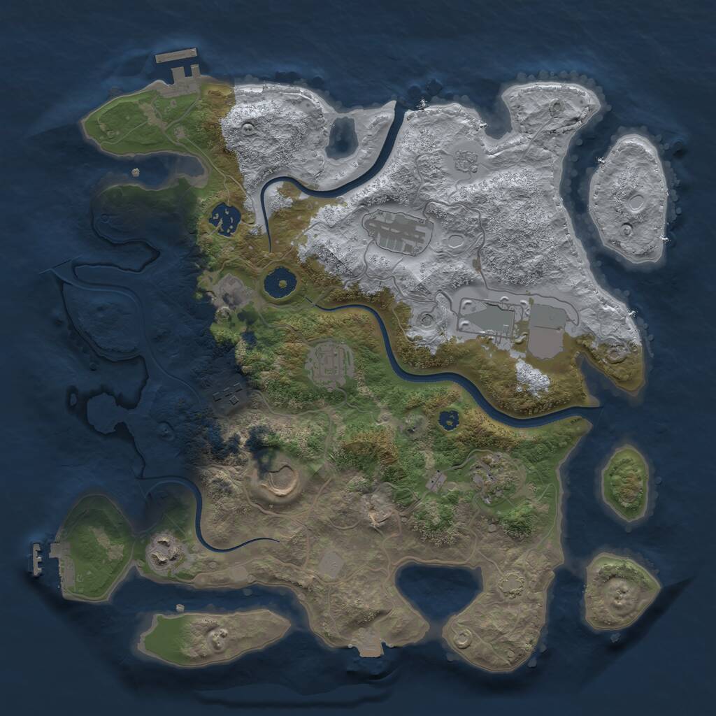 Rust Map: Procedural Map, Size: 3500, Seed: 658987854, 15 Monuments