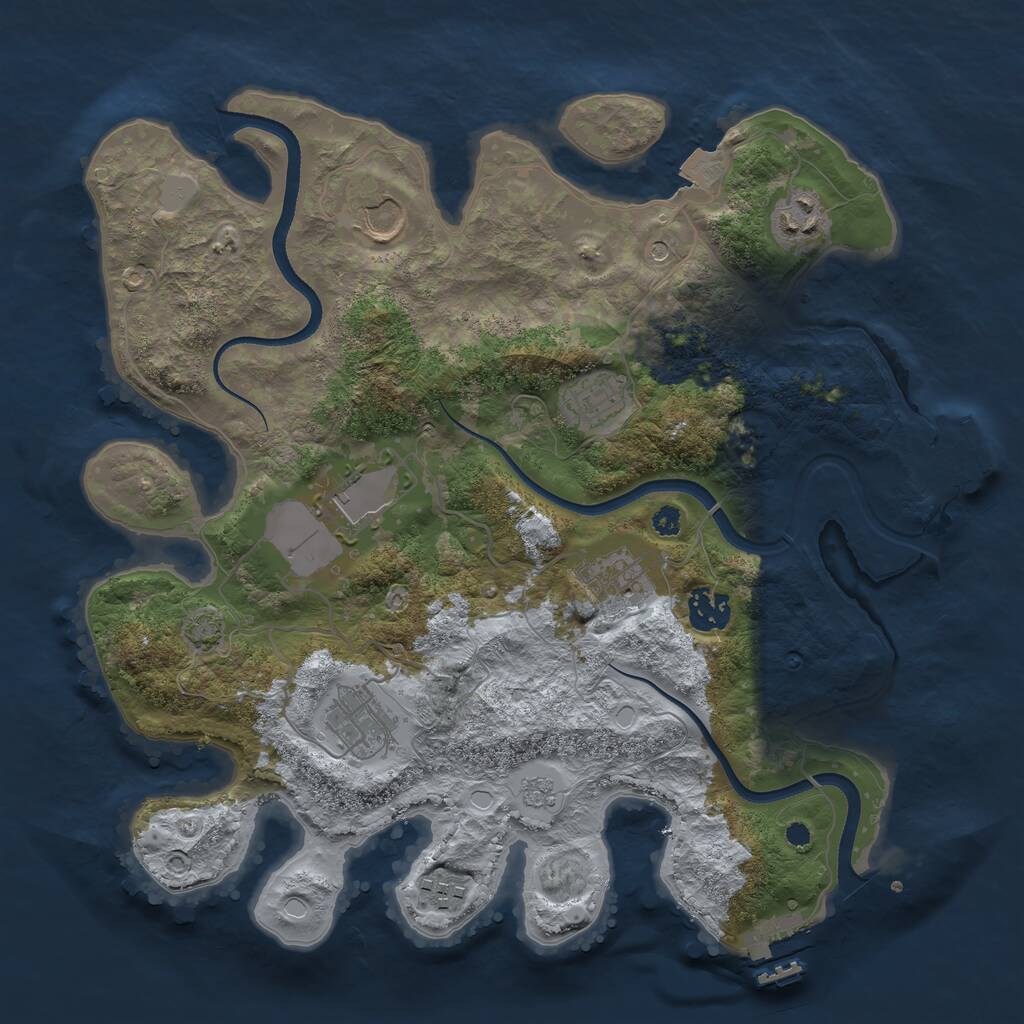 Rust Map: Procedural Map, Size: 3500, Seed: 2056420652, 14 Monuments