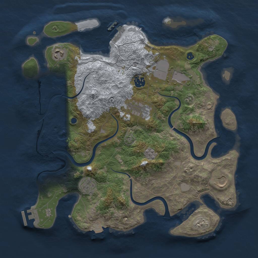 Rust Map: Procedural Map, Size: 3500, Seed: 901019094, 12 Monuments