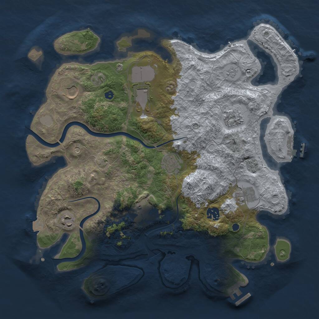 Rust Map: Procedural Map, Size: 3600, Seed: 579836924, 15 Monuments