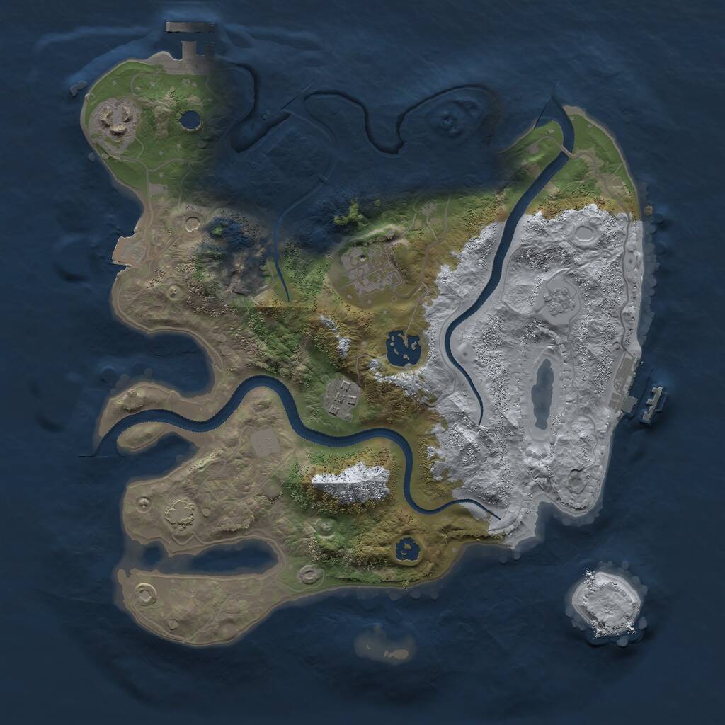Rust Map: Procedural Map, Size: 3000, Seed: 842316, 10 Monuments