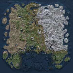 Thumbnail Rust Map: Procedural Map, Size: 6000, Seed: 23036276, 17 Monuments