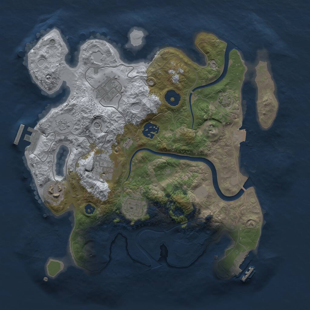 Rust Map: Procedural Map, Size: 3000, Seed: 878921846, 11 Monuments