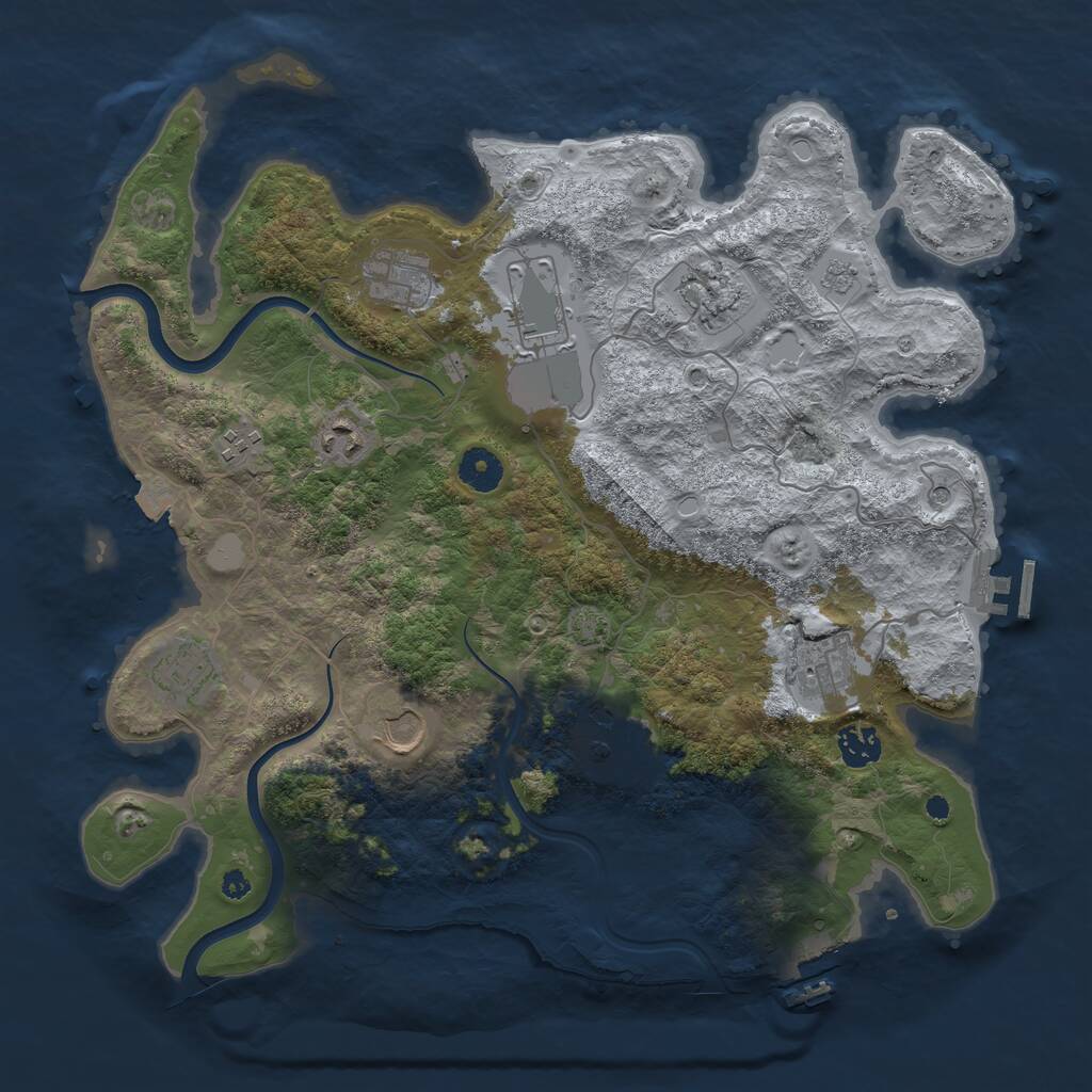 Rust Map: Procedural Map, Size: 3800, Seed: 495265, 16 Monuments