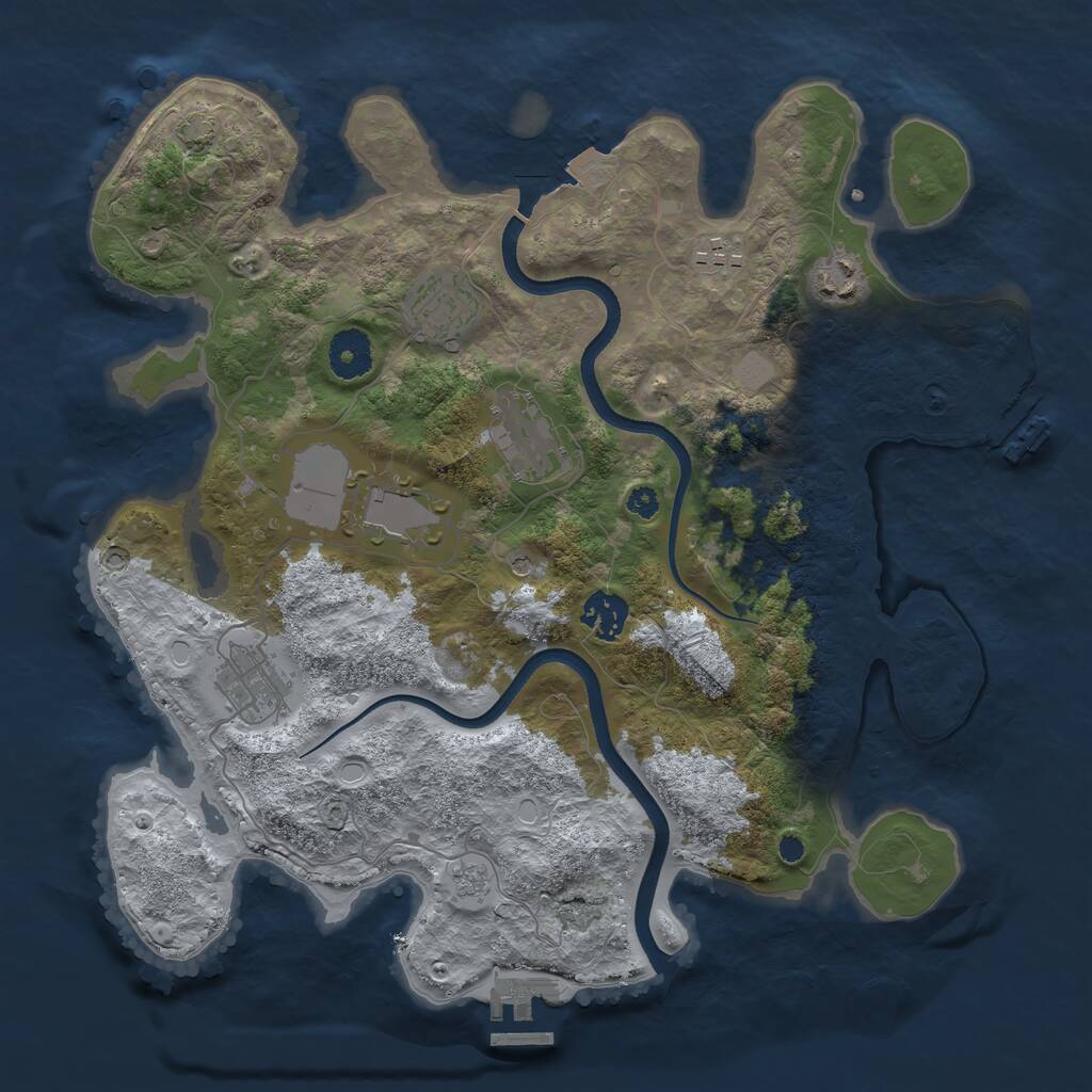 Rust Map: Procedural Map, Size: 3500, Seed: 1434675044, 13 Monuments